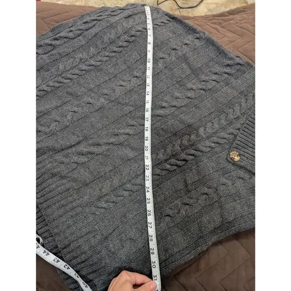 Women's grey Pancho style sweater w/button collar by Anna & Ava one size NWT - Picture 7 of 7